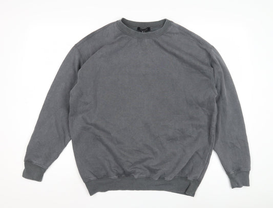New Look Grey Unisex Crew Neck Sweatshirt L