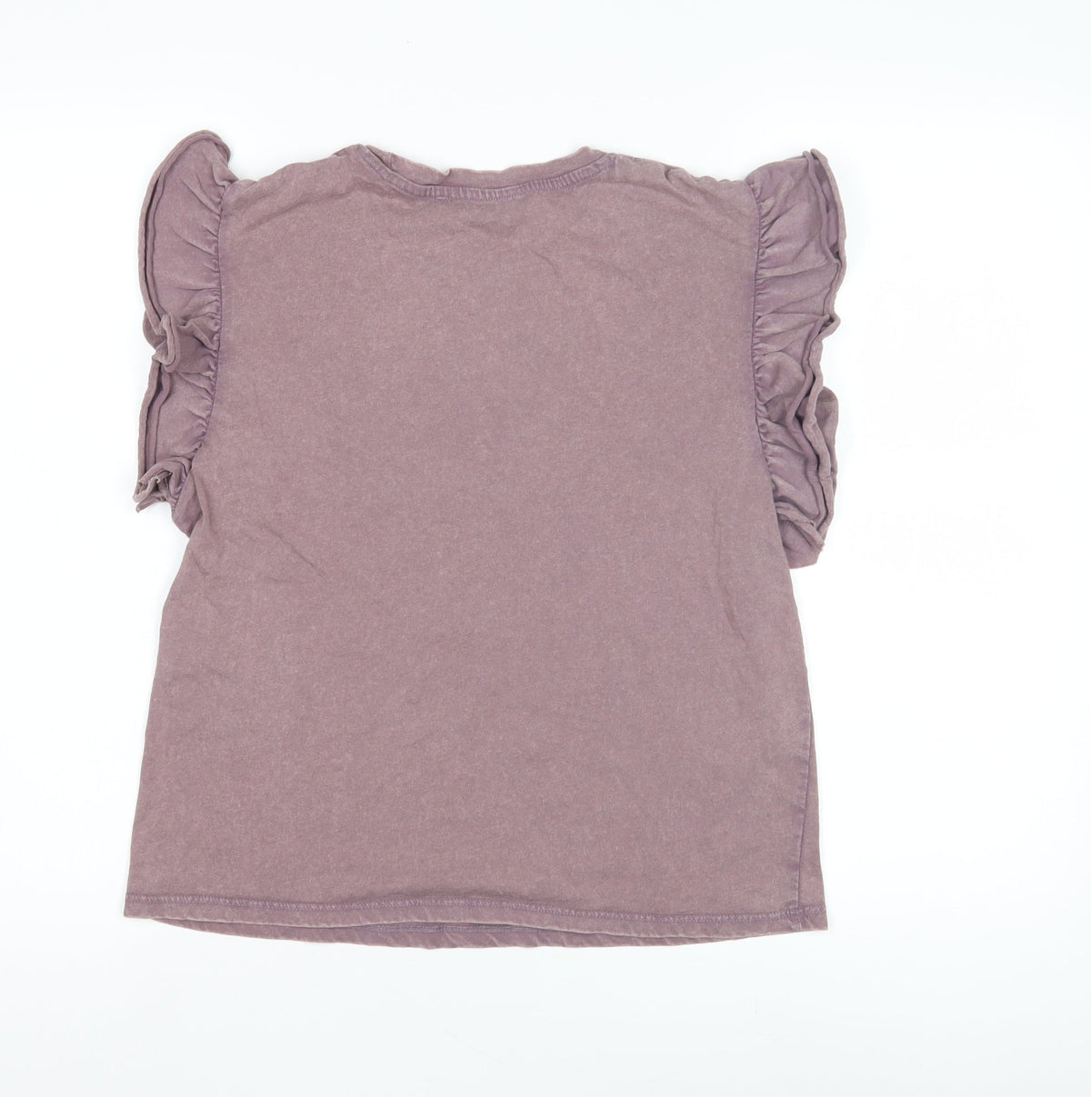 Zara Women's Purple Flutter Sleeve T-Shirt M