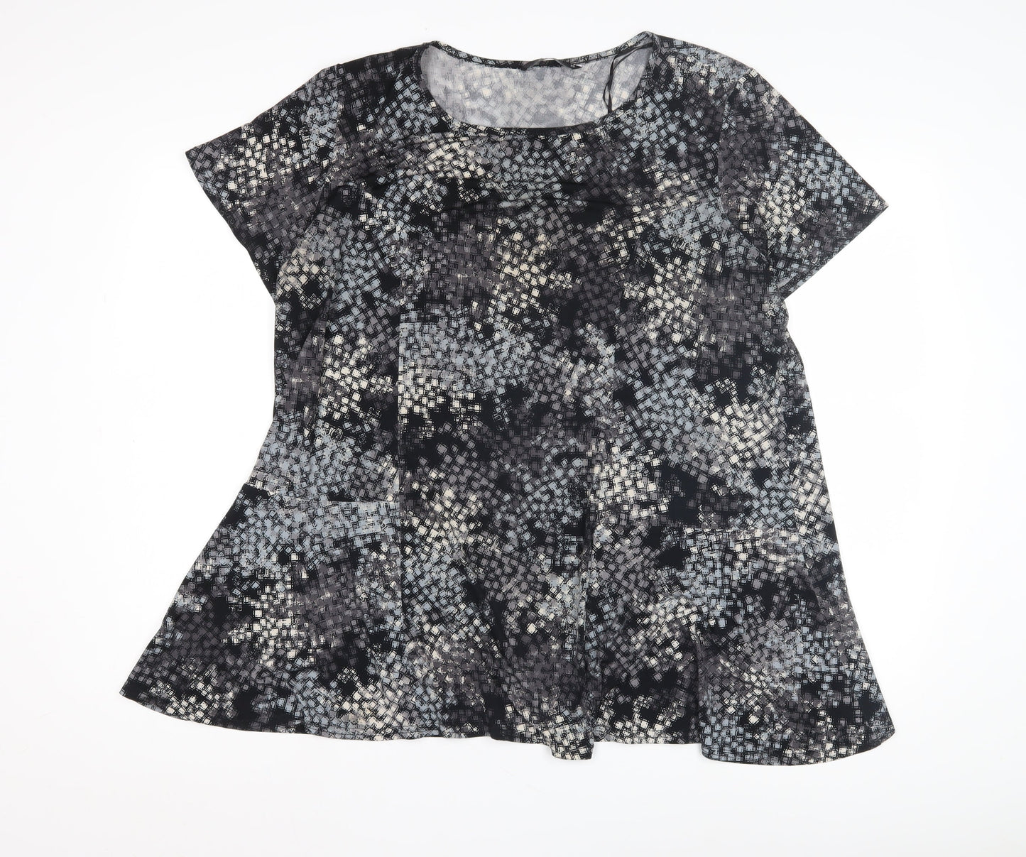 BM Collection Women's Black Geometric Top, Size 20