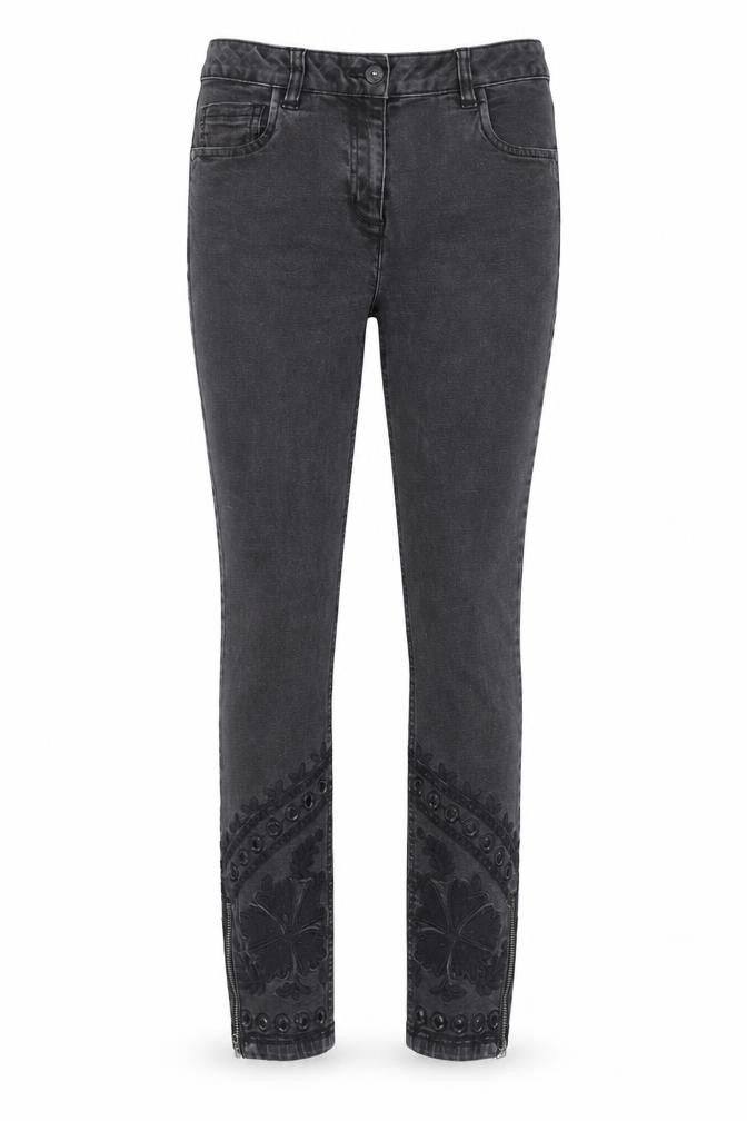 Next Women's Black Skinny Embroidered Jeans Size 10