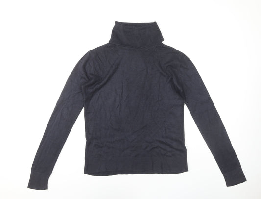 Marks and Spencer Women's Blue Roll Neck Jumper Size 8