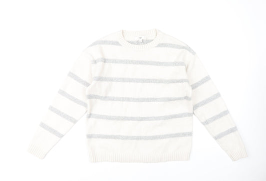 Marks and Spencer Women's Ivory Striped Pullover Jumper S