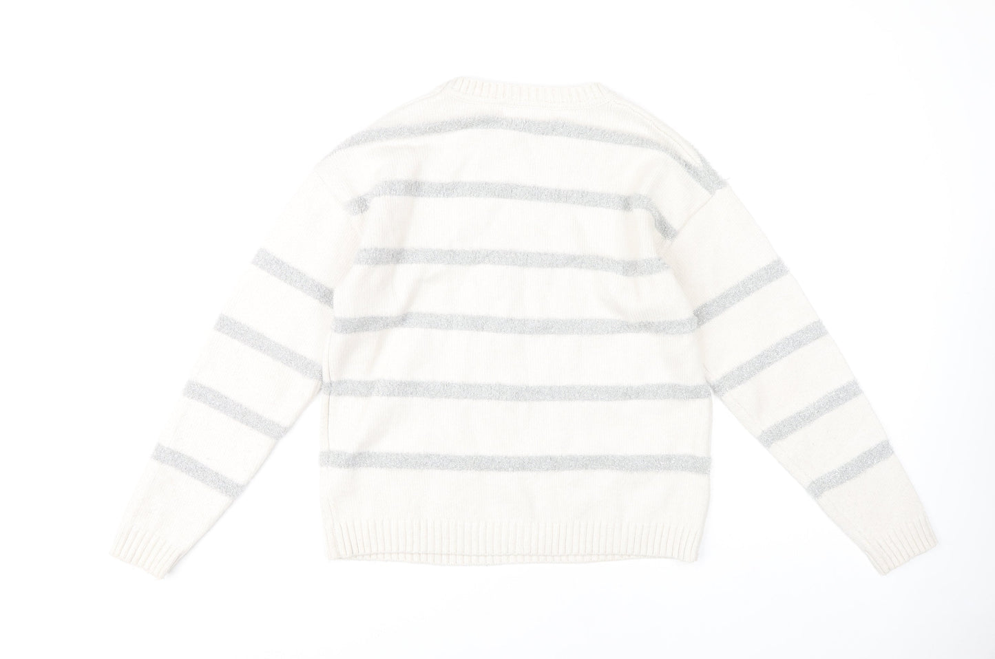 Marks and Spencer Women's Ivory Striped Pullover Jumper S