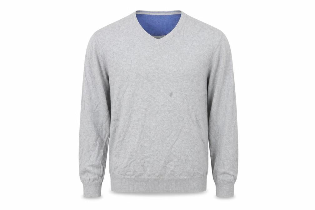Jeff Banks Men's Grey V-Neck Cotton Pullover Size L