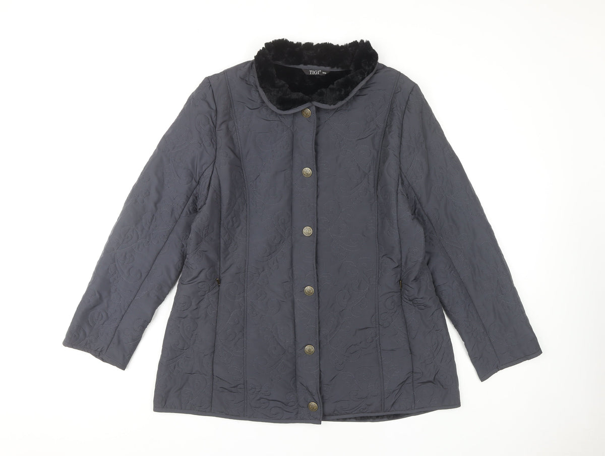 TIGI Women's Black Quilted Coat Size 14