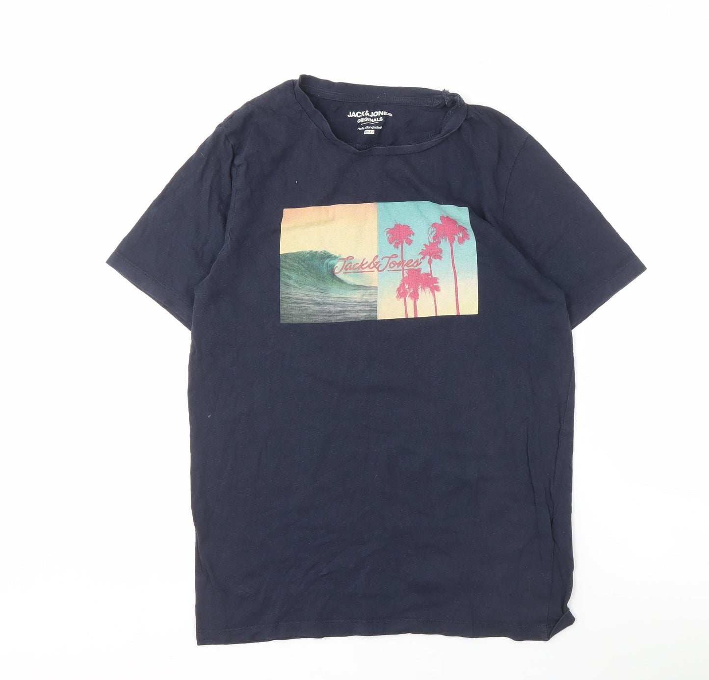 Jack & Jones Men's Blue Slim Fit Graphic T-Shirt
