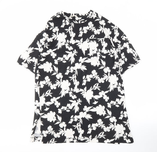 Marks and Spencer Women's Black Floral T-Shirt L