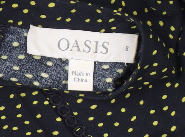 Oasis Women's Black High Neck Blouse, Size 8