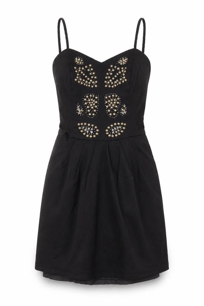 VILA Women's Black Studded Short Dress - Size S