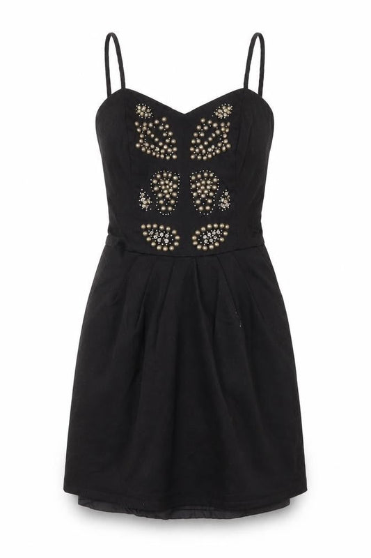 VILA Women's Black Studded Short Dress - Size S