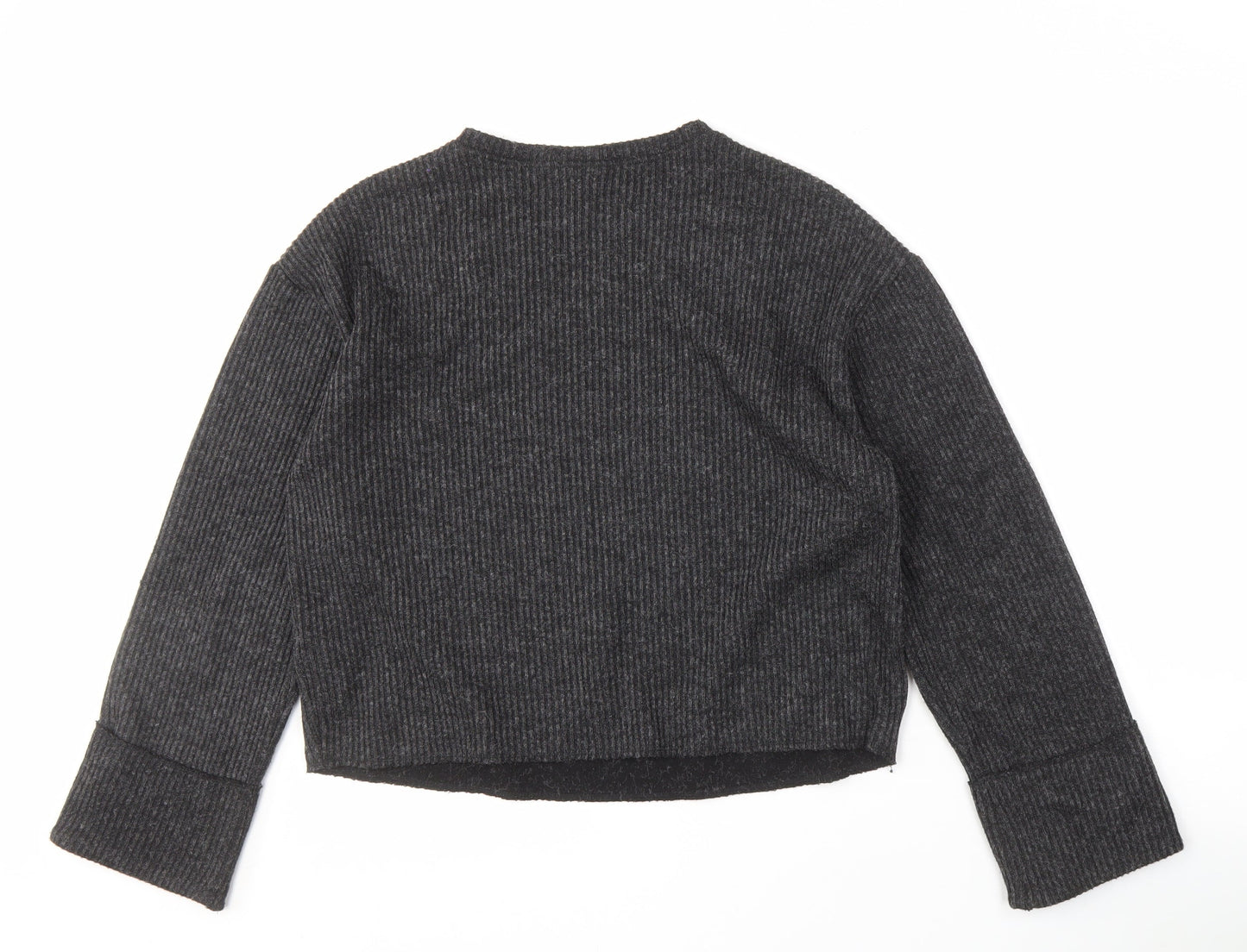 Zara Women's Grey Knit Pullover Jumper M Beaded Detail