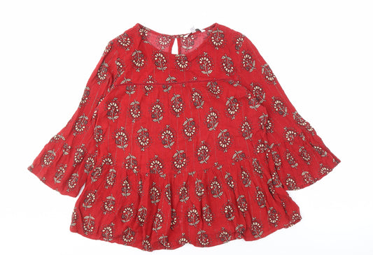 Next Women's Red Floral Blouse, Size 10 Petites