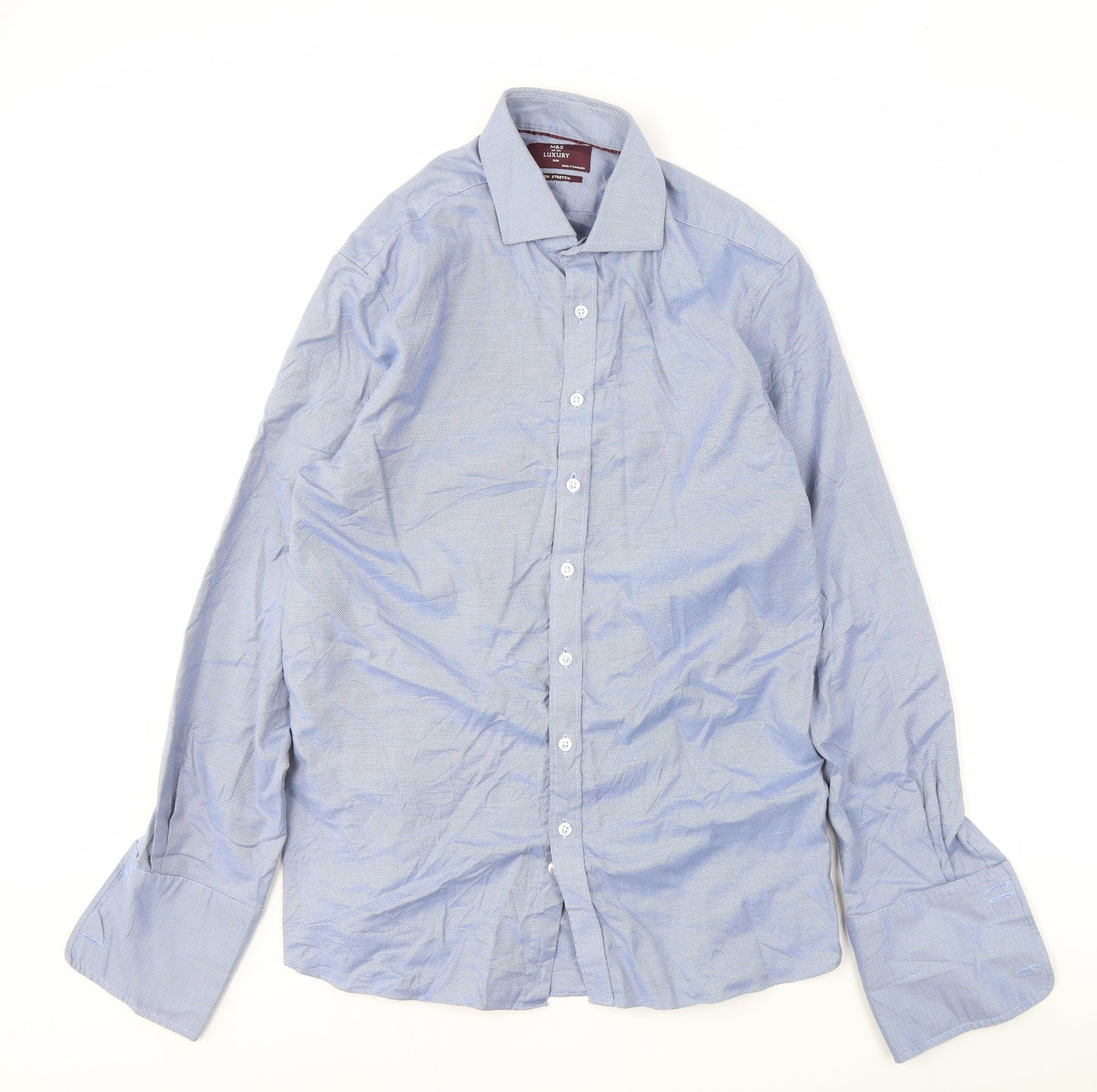 Marks & Spencer Blue Slim Fit Long Sleeve Shirt Men's