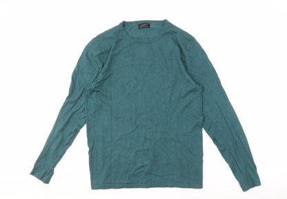 Zara Men's Green Pullover, Size M, Casual Jumper