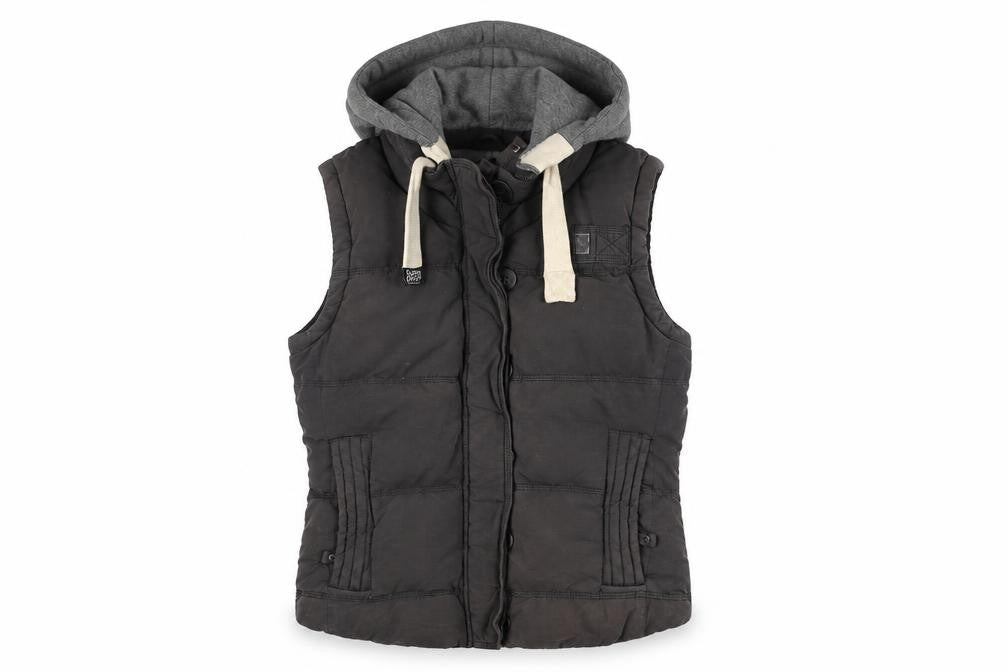 Lupeyard Women's Black Hooded Puffer Gilet L