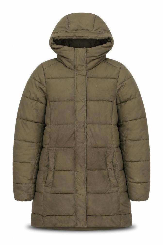 H&M Women's XS Green Puffer Jacket Hooded Casual Winter