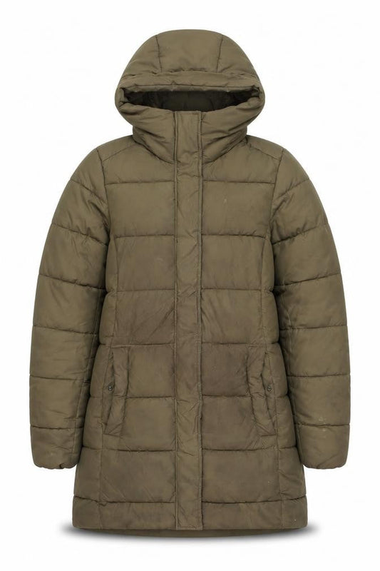 H&M Women's XS Green Puffer Jacket Hooded Casual Winter