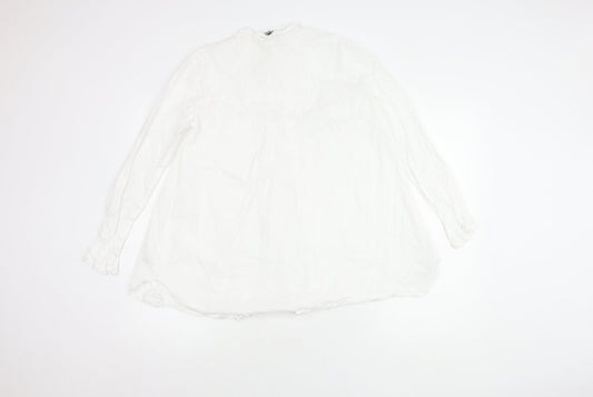 Massimo Dutti Women's White Cotton Blouse Size 14