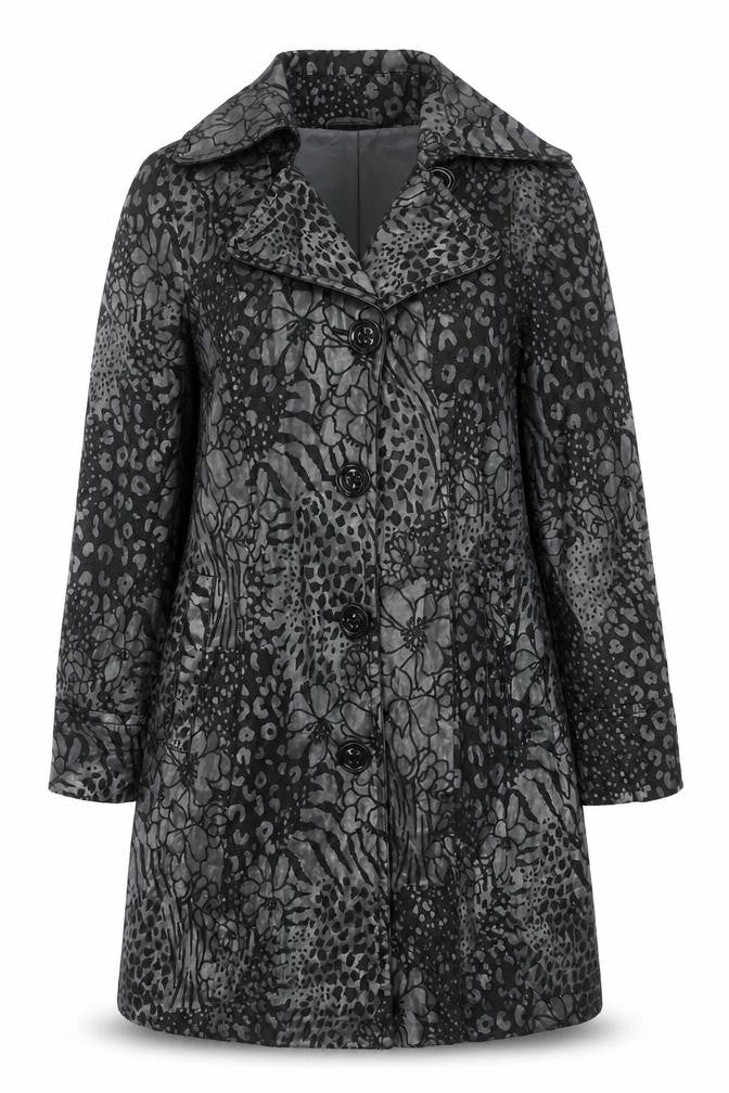 Spoom Women's Black Floral Print Coat Size 10