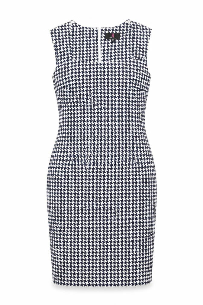 Simon Jeffrey Women's Black & White Houndstooth Sheath Dress, Size 8