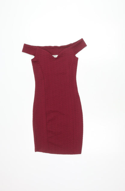 Additional front view of Miss Selfridge Women's Red Bodycon Dress, size 6, Petites