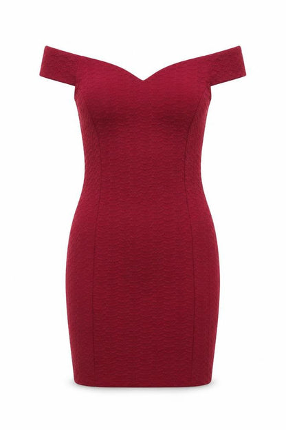Front view of Miss Selfridge Women's Red Bodycon Dress, size 6, Petites