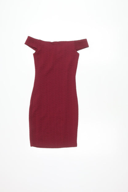 Back view of Miss Selfridge Women's Red Bodycon Dress, size 6, Petites