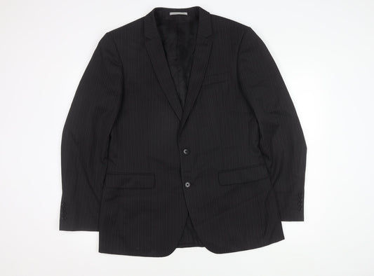Next Men's Black Striped Blazer 42R - Elegant Style