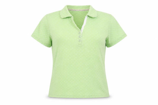 EWM Pure Classics Women's Green Polka Dot Polo, Size 10-12