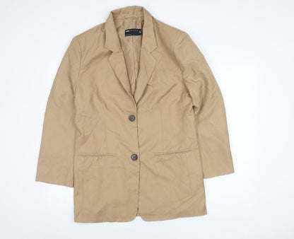 Additional front view of ASOS Women Beige Blazer, size 4, Two-Button