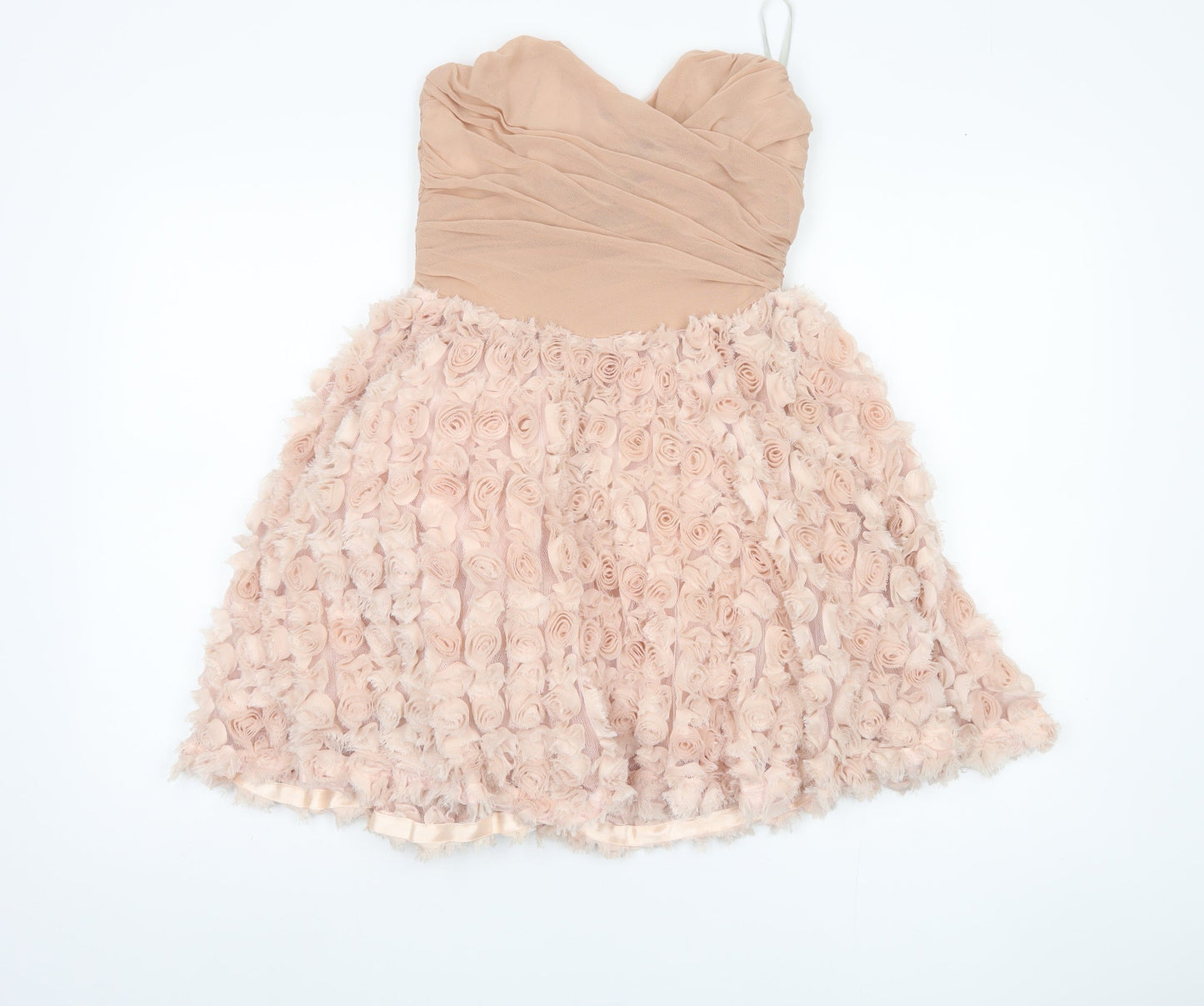 ASOS Women's Pink A-Line Strapless Ruffle Dress