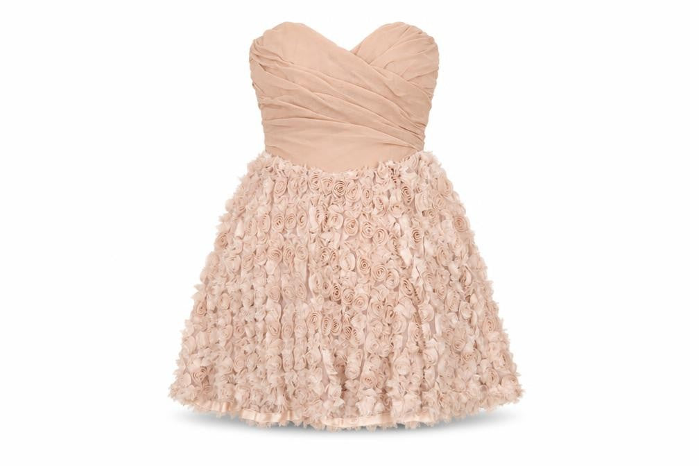 ASOS Women's Pink A-Line Strapless Ruffle Dress