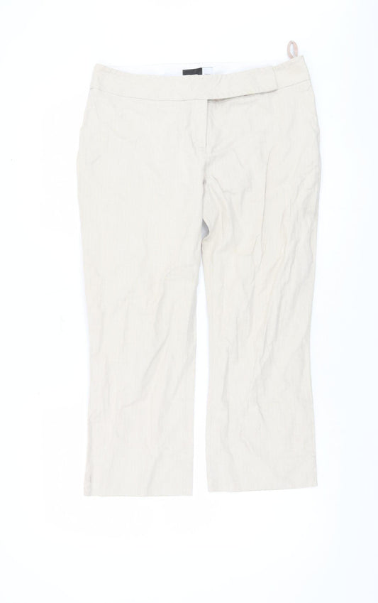 Ipekyol Women's Beige Trousers Size 12 Casual Cotton Linen