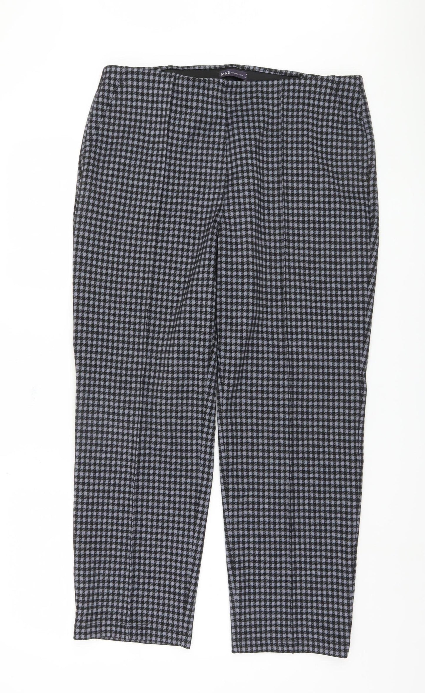 Marks and Spencer Grey Checked Women's Trousers Size 16