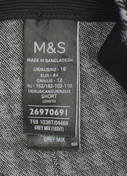 Marks and Spencer Grey Checked Women's Trousers Size 16