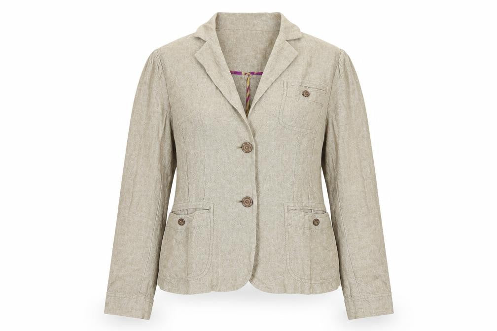 Next Women Beige Blazer, Size 14, Linen-Blend, Casual