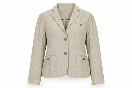 Next Women Beige Blazer, Size 14, Linen-Blend, Casual