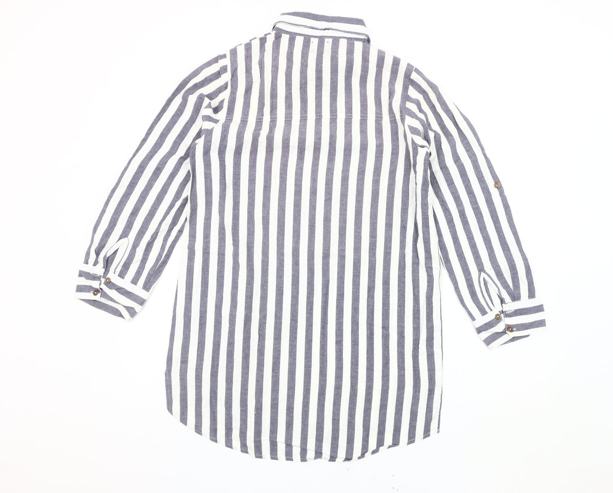 H. Potter Women's Grey Striped Nightshirt - Size 10-12