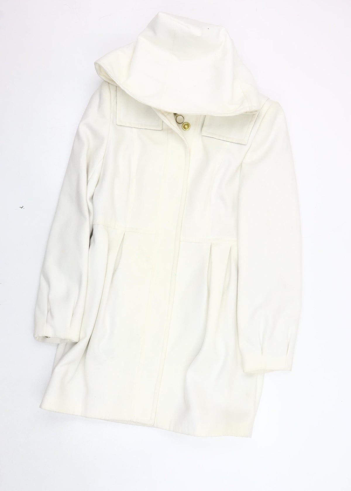 Et Vous Women's White Overcoat, Size 12, Classic Style