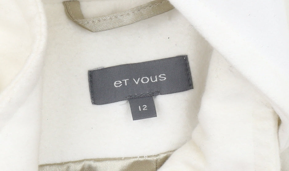 Et Vous Women's White Overcoat, Size 12, Classic Style