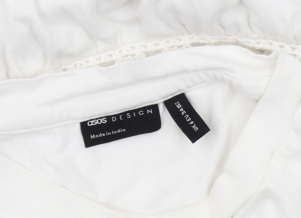 ASOS DESIGN Women's White Cotton Tunic, Size 6