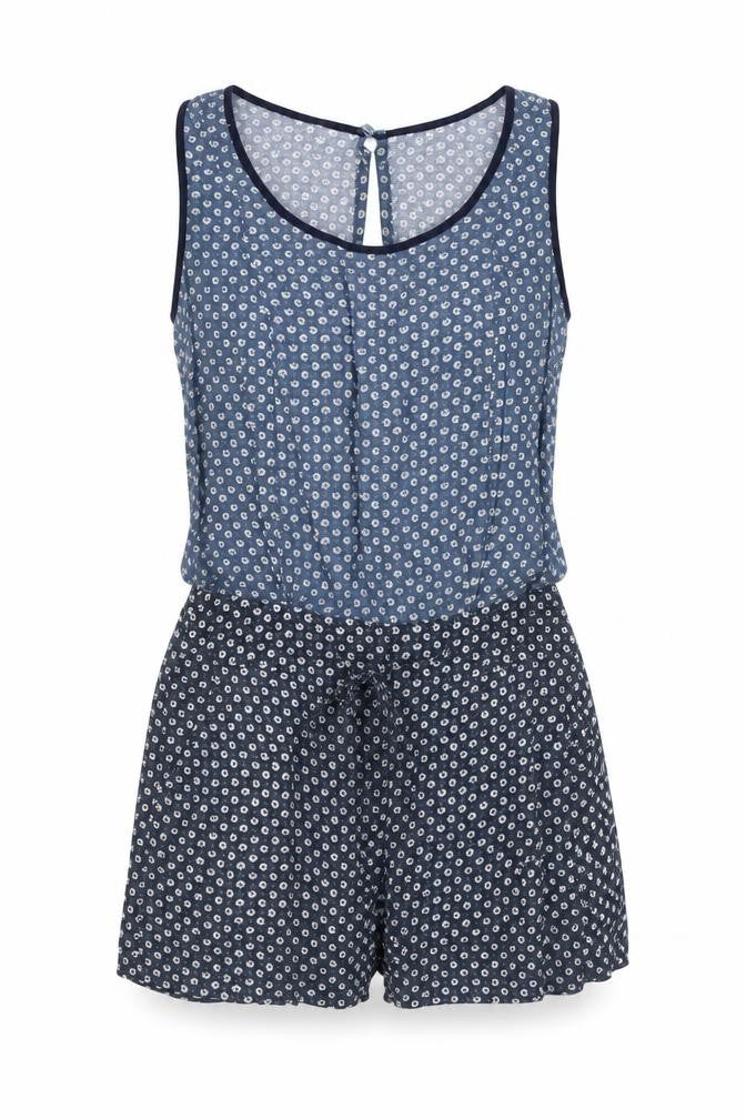 Warehouse Women's Blue Animal Print Playsuit, Size 6