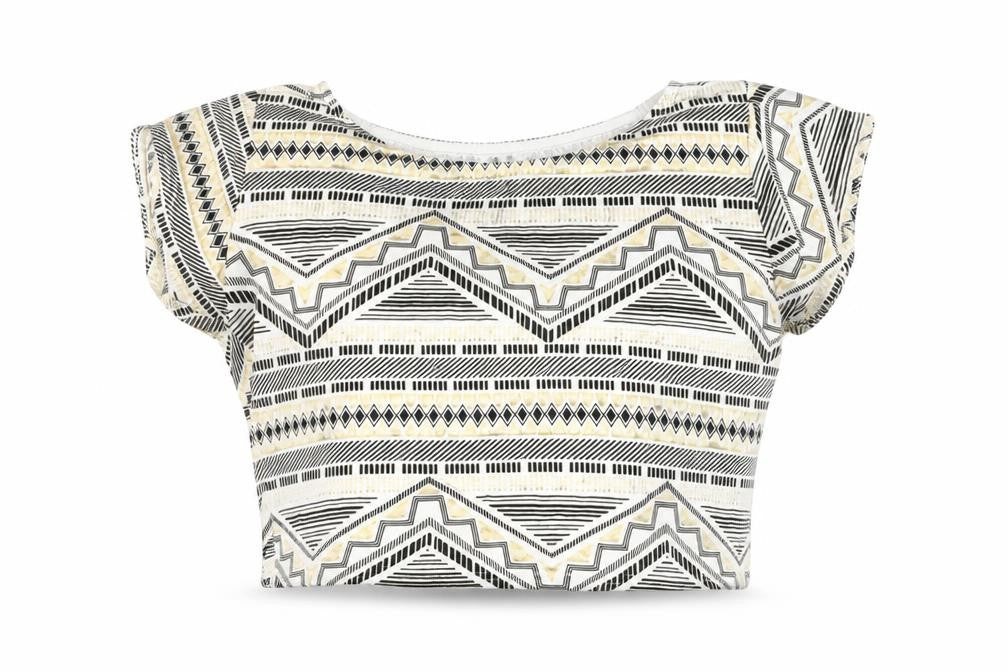 Quiz Women's Multicoloured Cropped Geometric Top