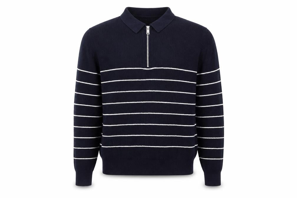 Marks & Spencer Men's Black XL Striped Collared Jumper