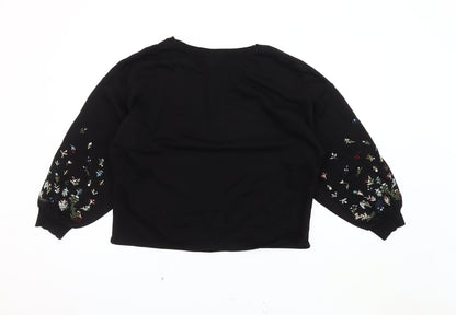 Back view of JDY Women's Black Embroidered Pullover Sweatshirt Medium