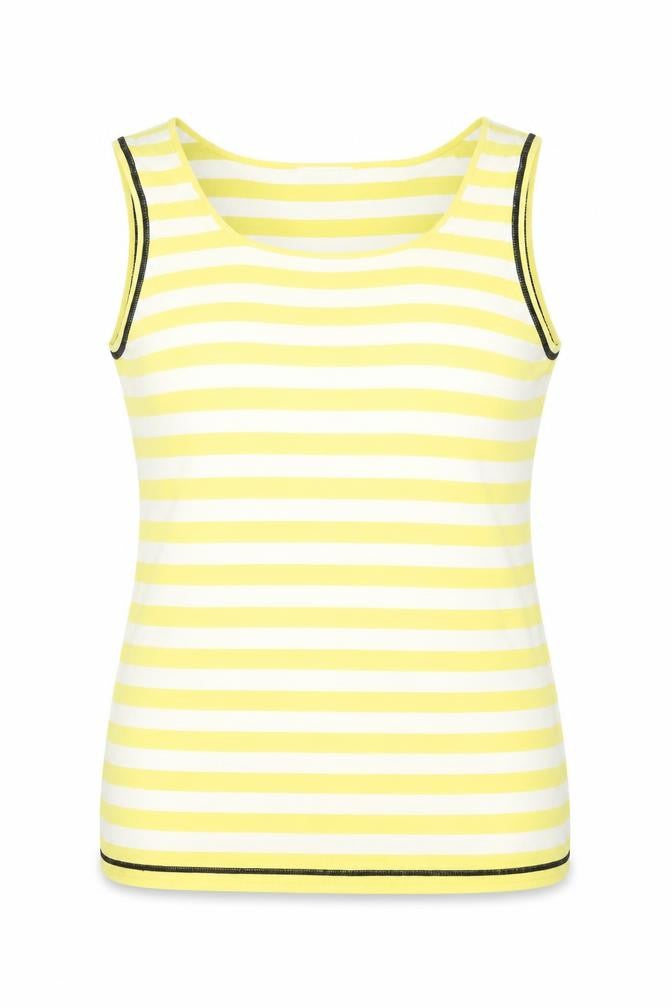 Oui Women's Yellow Striped Sleeveless Tank Size 16