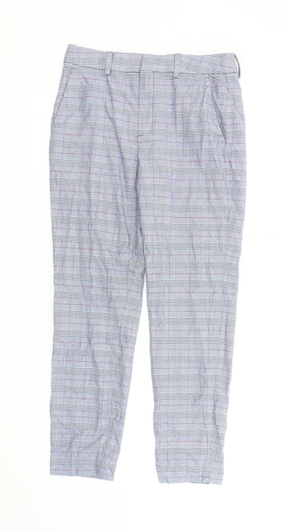 Additional front view of Massimo Dutti Men's Blue Plaid Trousers M