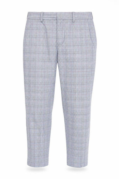 Front view of Massimo Dutti Men's Blue Plaid Trousers M