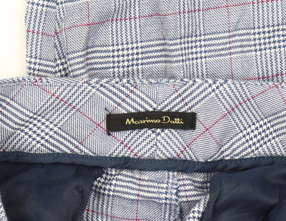 Close-up detail of Massimo Dutti Men's Blue Plaid Trousers M