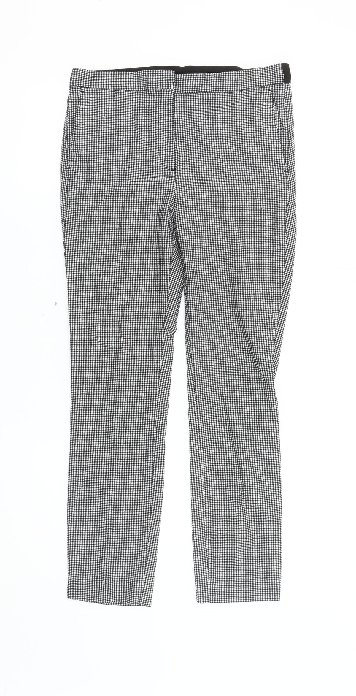 Zara Women's Black Houndstooth Straight Trousers L
